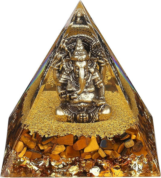 Ganesha Statue,Ganapati Ganesh Statue in Crystal Orgone Pyramid-Ganpati Idol,Ganesha Figurine,Ganesa Statue,Ganesh Sculpture,Elephant God,Elephant Buddha-Lord of Success-Handmade for Home Decor