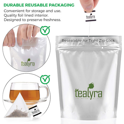 Tealyra - 5 Years Ripe Aged Pu'erh 25 Tea Bags - Bold Pu-erh Loose Leaf Tea - 100% Natural - 25 Pyramids Sachets