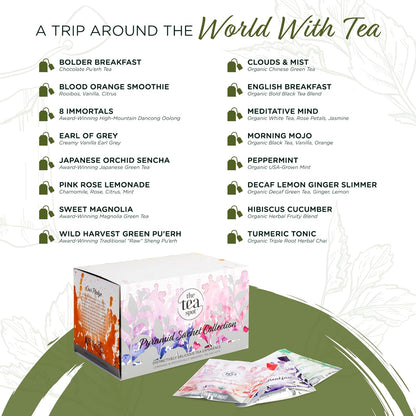 The Tea Spot Pyramid Sachet Collection - Loose Leaf Tea Sampler and Gift Set - 16 Pyramid Tea Bags - Features a Wide Variety of Tea Types
