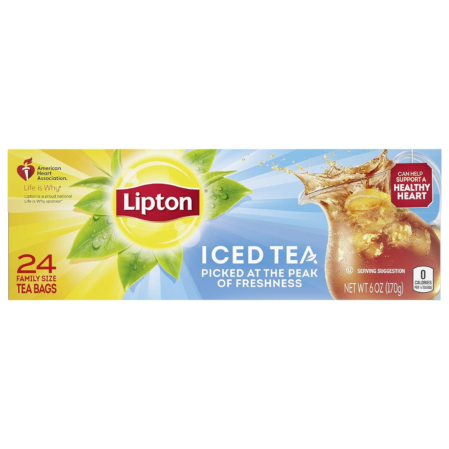 Lipton Southern Sweet Tea Iced Tea Drink Mix 22 Family Size Tea Bags 90.7g Box