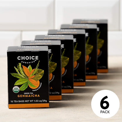 Choice Organics - Organic Genmaicha Tea (3 Pack) - Green Tea with Toasted Brown Rice - Compostable - 48 Organic Green Tea Bags