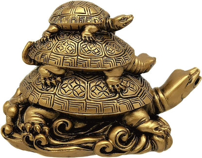 Feng Shui Three Tier Tortoise (Three Generation Turtle) Statue Home Decor for Healthy andLongevity