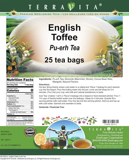 English Toffee Pu-erh Tea (25 tea bags, ZIN: 535512) - 2 Pack