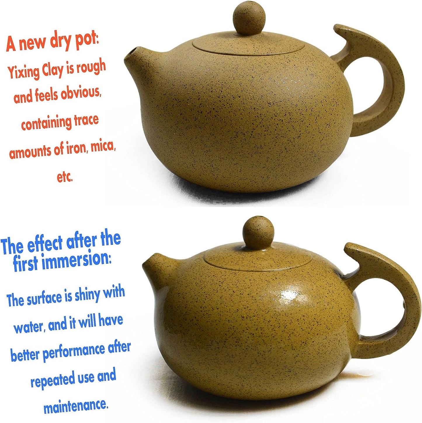 Yixing Teapot 8oz Chinese Zisha Tea Xishi Pots Natural Zini Yellow Mud (Black + yellow)