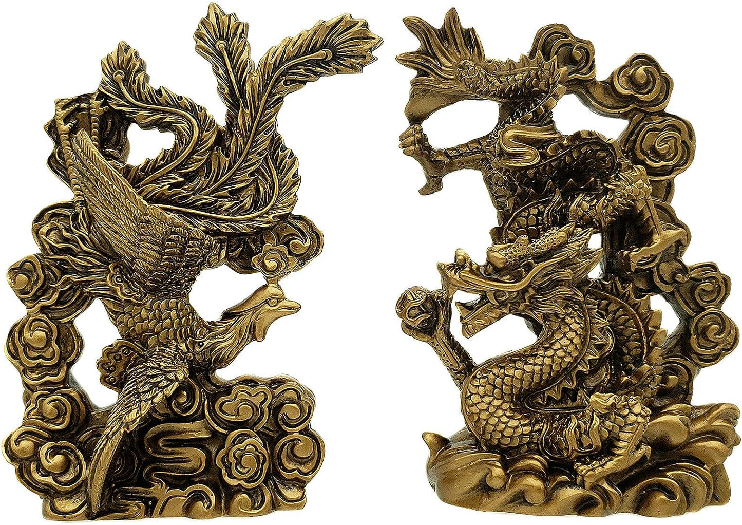 Betterdecor Feng Shui Chinese Dragon and Phoenix Statue Fgurine Decoration for Marriage Luck