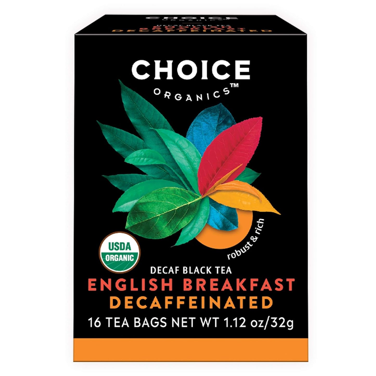 Choice Organics - Organic Decaffeinated English Breakfast Tea (1 Pack) - Fair Trade - Compostable - 16 Organic Black Tea Bags