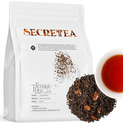 Organic Cocoa Pu-erh Loose Tea I POWERFUL Detox Immune I Heart & Digestion Support, 15 Sachet Tea Bags (Pack of 3) |By T SECRETEA, Treasure Box