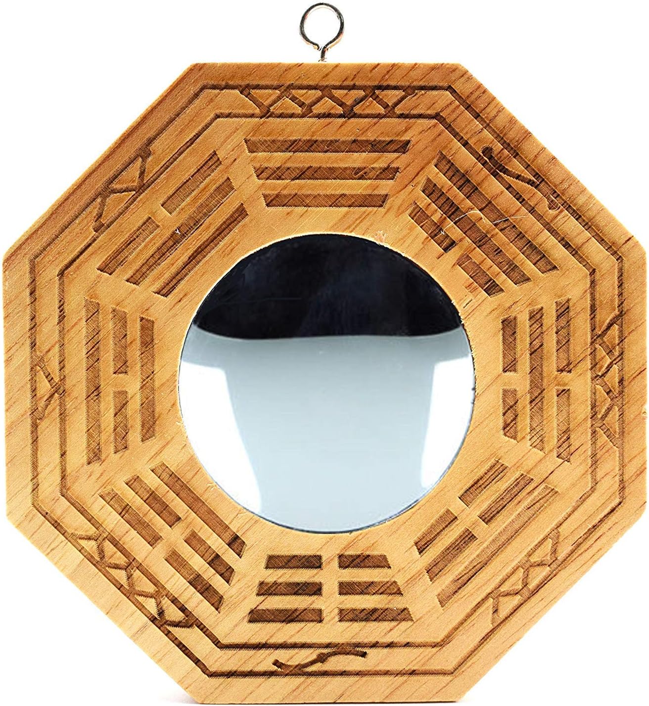 Feng Shui Wood Chinese Bagua Mirror 4 Inch (Convex)