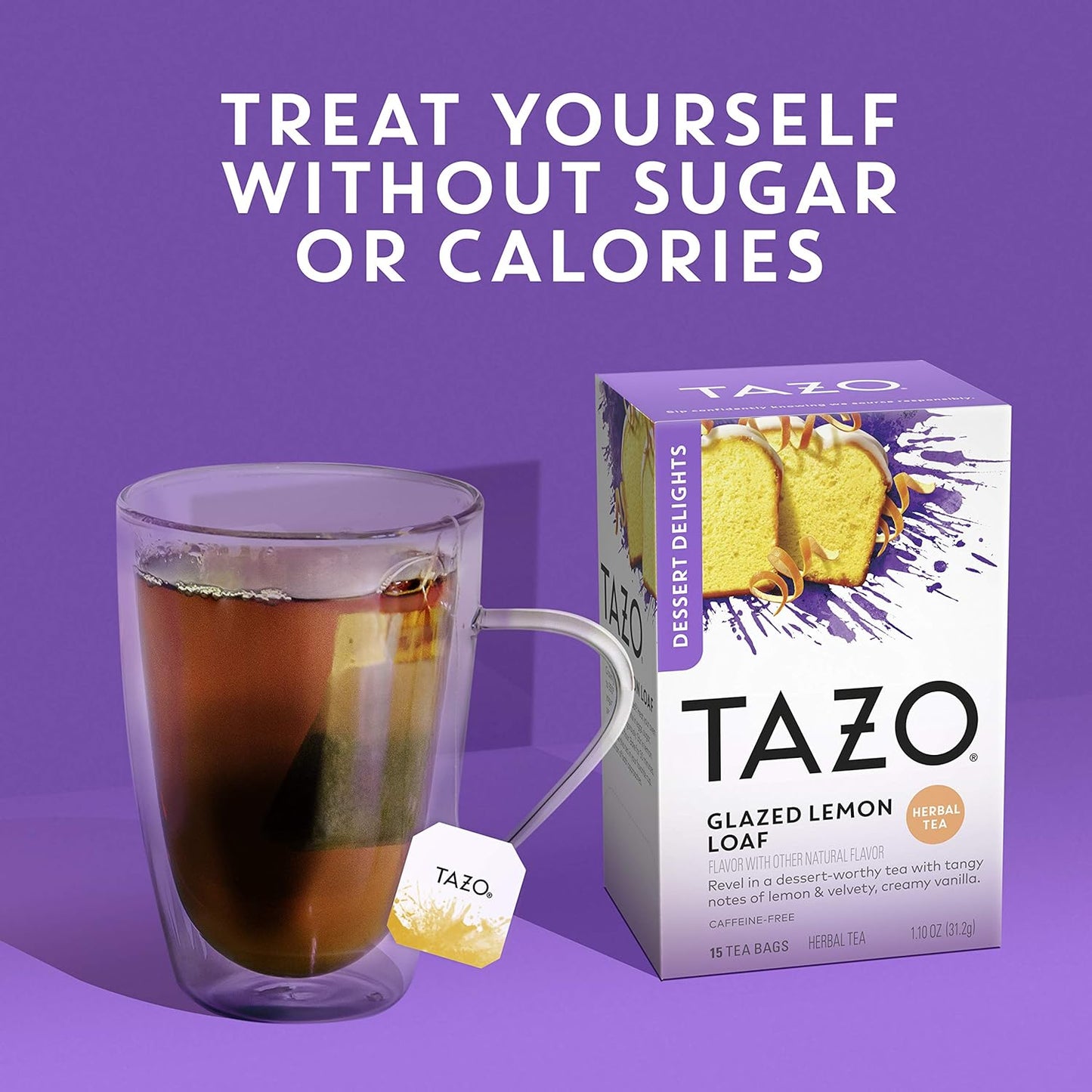 TAZO Glazed Lemon Loaf Herbal Tea Bags, 15 Count