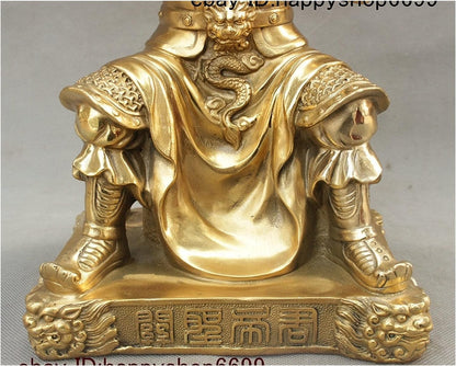 GaYouny Buddha Statue China Copper Brass History Dragon Robe Guan Gong Guan Yu Guan General God Statue