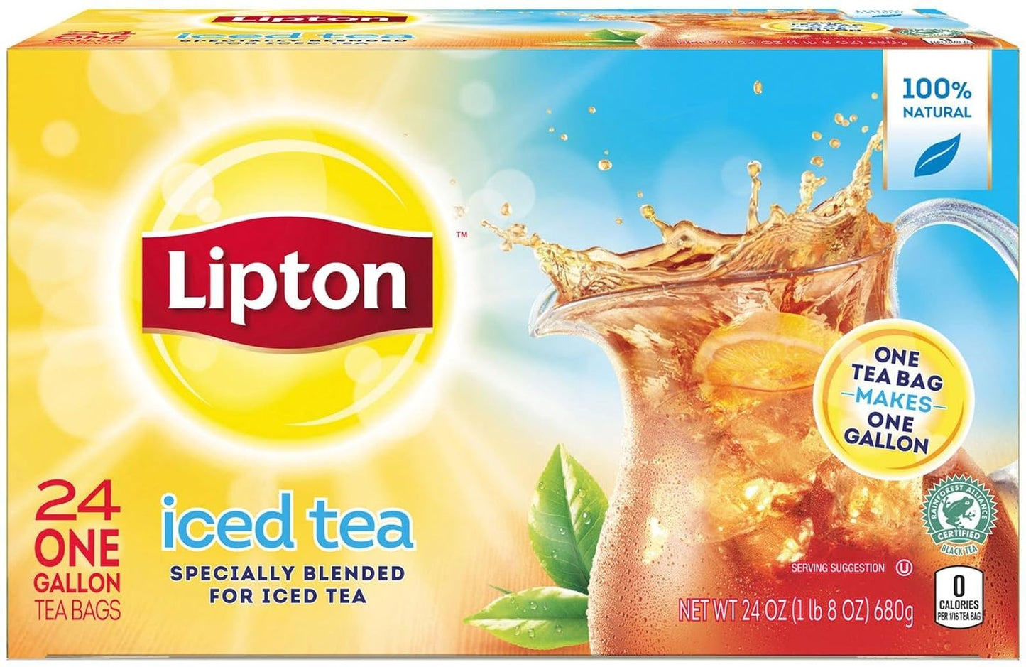 Lipton Southern Sweet Tea Iced Tea Drink Mix 22 Family Size Tea Bags 90.7g Box