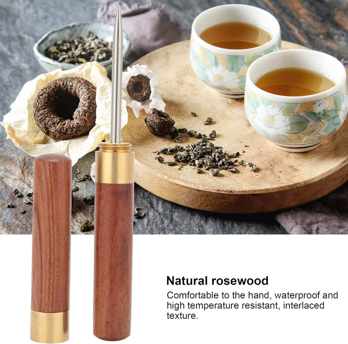 Zerodis Tea Knife, Stainless Steel Puer Knife Set With Rosewood Handle And Safety Cover Portable Tea Tools For Puerh Cake Practical Tea Ceremony Gift