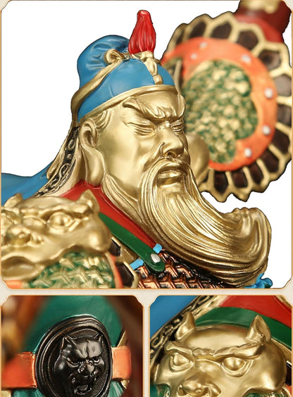 Pure Copper Guan Yu Statues - God of Wealth and Fortune, Feng Shui Gifts, Guan Gong Sculpture, Kwan Kung Figurines