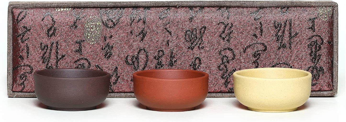 SILINE 3 Colors Zisha Gongfu Teacup,1.5 Oz Chinese Yixing Clay Kung Fu Tea Cup, Used with the Teapot