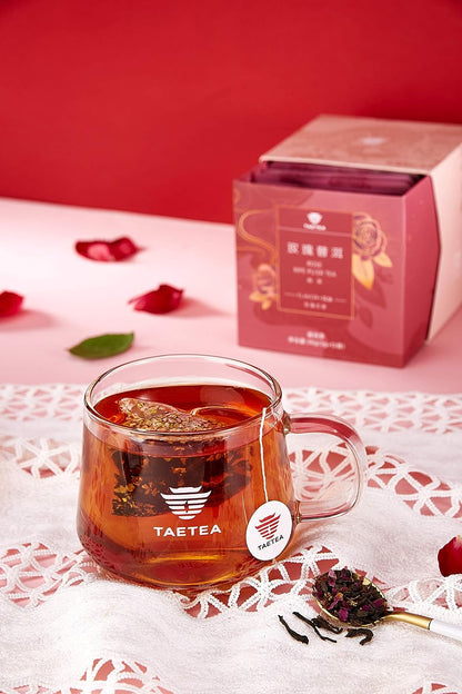 TAETEA Puerh Tea Bags, Pu-erh Assorted Tea Sachets Pack with Aged Fermented Puerh Tea Loose Leaf 12 Bags (Rose)