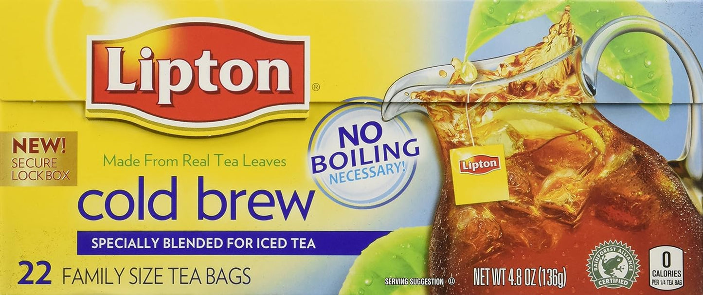 Lipton Southern Sweet Tea Iced Tea Drink Mix 22 Family Size Tea Bags 90.7g Box