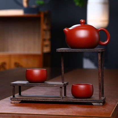 SILINE 2 PCS Zisha Kong Fu Teacup,2.4 Oz Chinese Yixing Clay Tea Cup for Brew Tea,Used with the Teapot (Zhuni Red Clay)