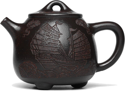 SILINE Zisha Teapot,Chinese Yixing Clay Handmade Purple Teapot 7.8 Oz, Infuse Brew Kung Fu Loose Leaf Tea Maker -Hanwa,Purple Clay