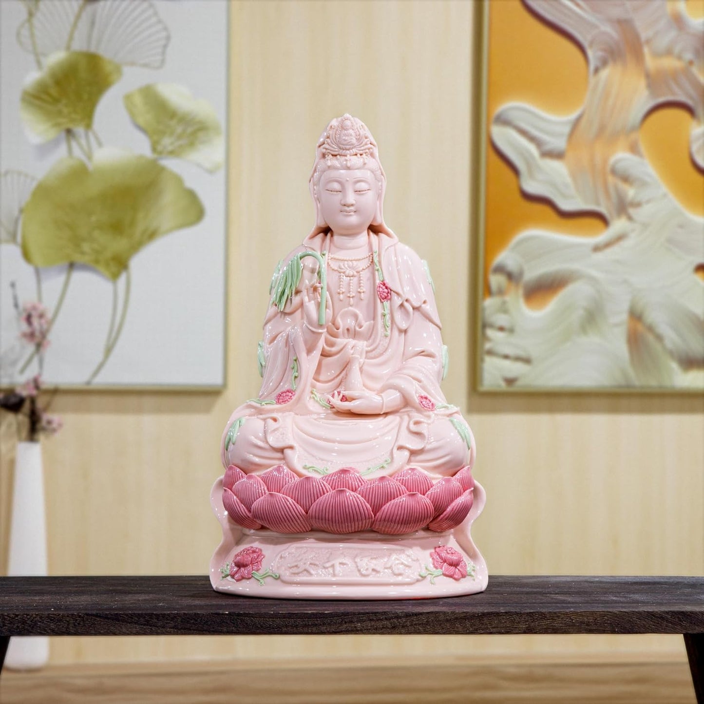 ZenBless 14" Guan Yin Statue, Kuan Yin Statue Small, Quan Yin Statue, Feng Shui Meditation Altar Table Figurines, Porcelain 观音 観音 觀音 for Living Room Handmade Ceramic Sculptures Home Decor