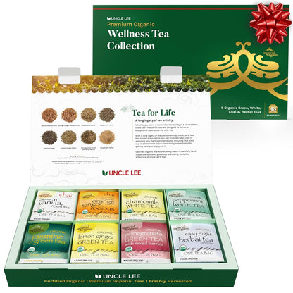 Uncle Lee’s Organic Pu-Erh Tea, 100% Natural Chinese Tea, Fresh & Full Earthy Flavor, Enjoy as Hot Tea or Iced Tea Beverages, Coffee Alternative, 4 Pack - 18 Tea Bags per Box
