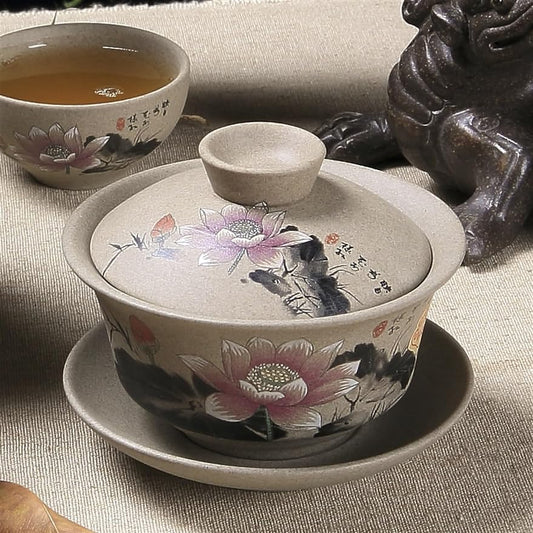 Chinese/Japanese Tea Set Chinese Kung Fu Teapot Pottery Clay Tea Cup Classical Gaiwan Traditional Handmade Tea Set Cup Portable Teapot Set Tea Gift set (Size : A)
