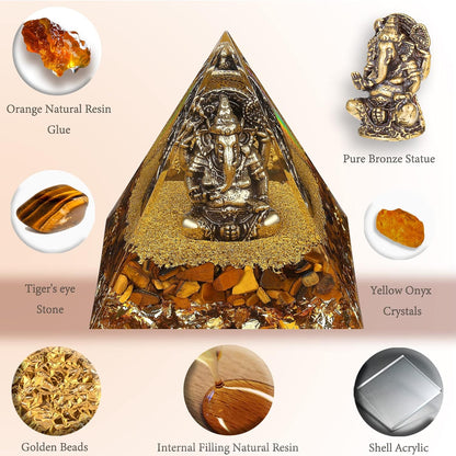 Ganesha Statues In Healing Crystal Organite Pyramid - Ganesh Statue, Ganesha Idol, Ganapati Ganesh Figurine, Ganesh Idol For Car Dashboard,Ganesha Idol Car Dashboard,Ganpati Car Dashboard,Chakra Decor