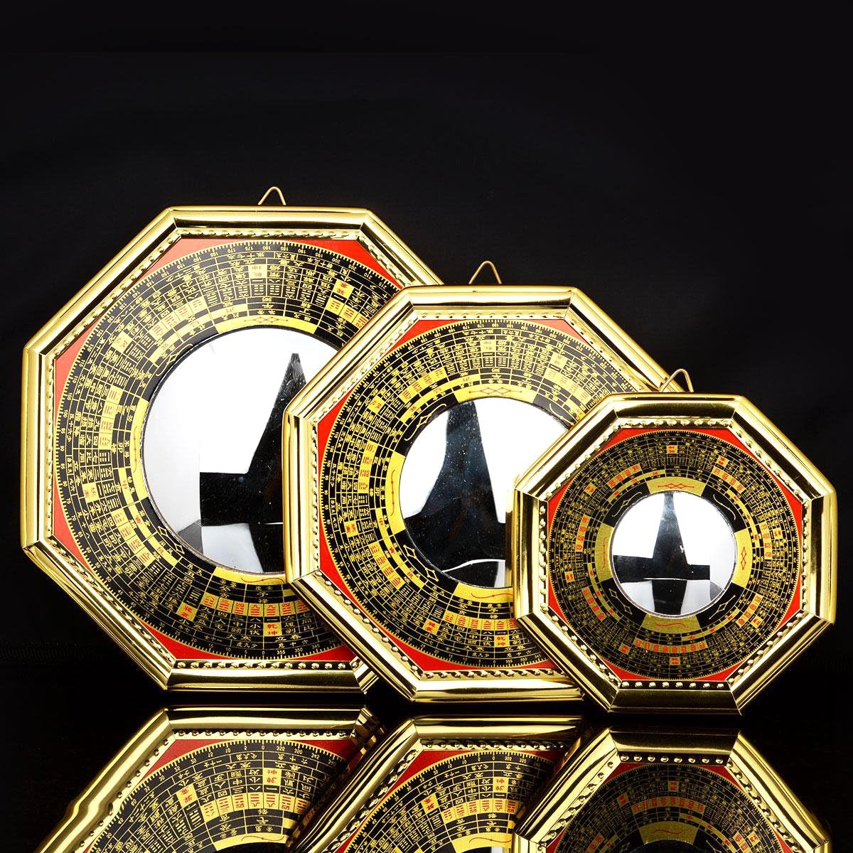 Chinese Feng Shui Concave Bagua Mirror Wood Fengshui ba gua Mirrors (Large)