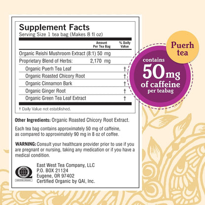 Yogi Tea Rich & Robust Morning Vitality Tea - 16 Tea Bags per Pack (4 Packs) - Organic Adaptogen Tea Perfect for the Morning - Includes Puerh Tea Leaf, Roasted Chicory Root, Cinnamon Bark & More