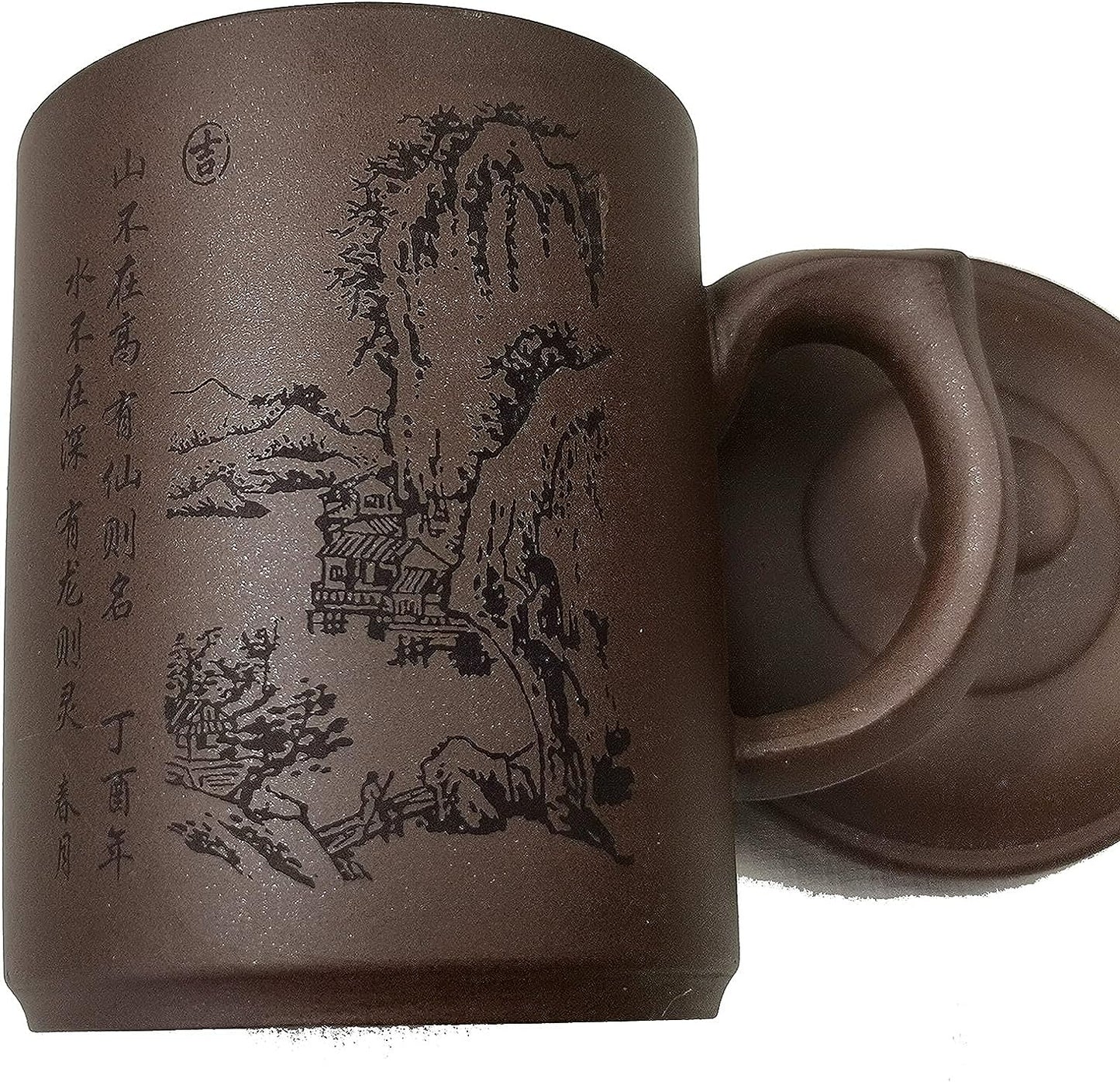 Yixing Purple Sand Clay Tea Cup 500ml Chinese Zisha Teacups Handle Lip Mugs (Black)