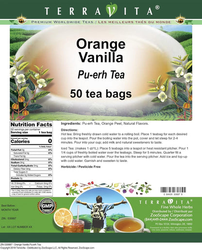 Orange Vanilla Pu-erh Tea (50 tea bags, ZIN: 530687) - 2 Pack