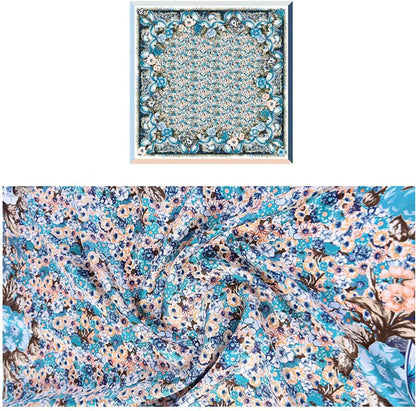 RAN Winter Warm Scarfs Natural Mulberry Silk Scarfs for Women, Silk Satin Square Head Wraps, 41.7" x 41.7" Lightweight Printed Headscarf