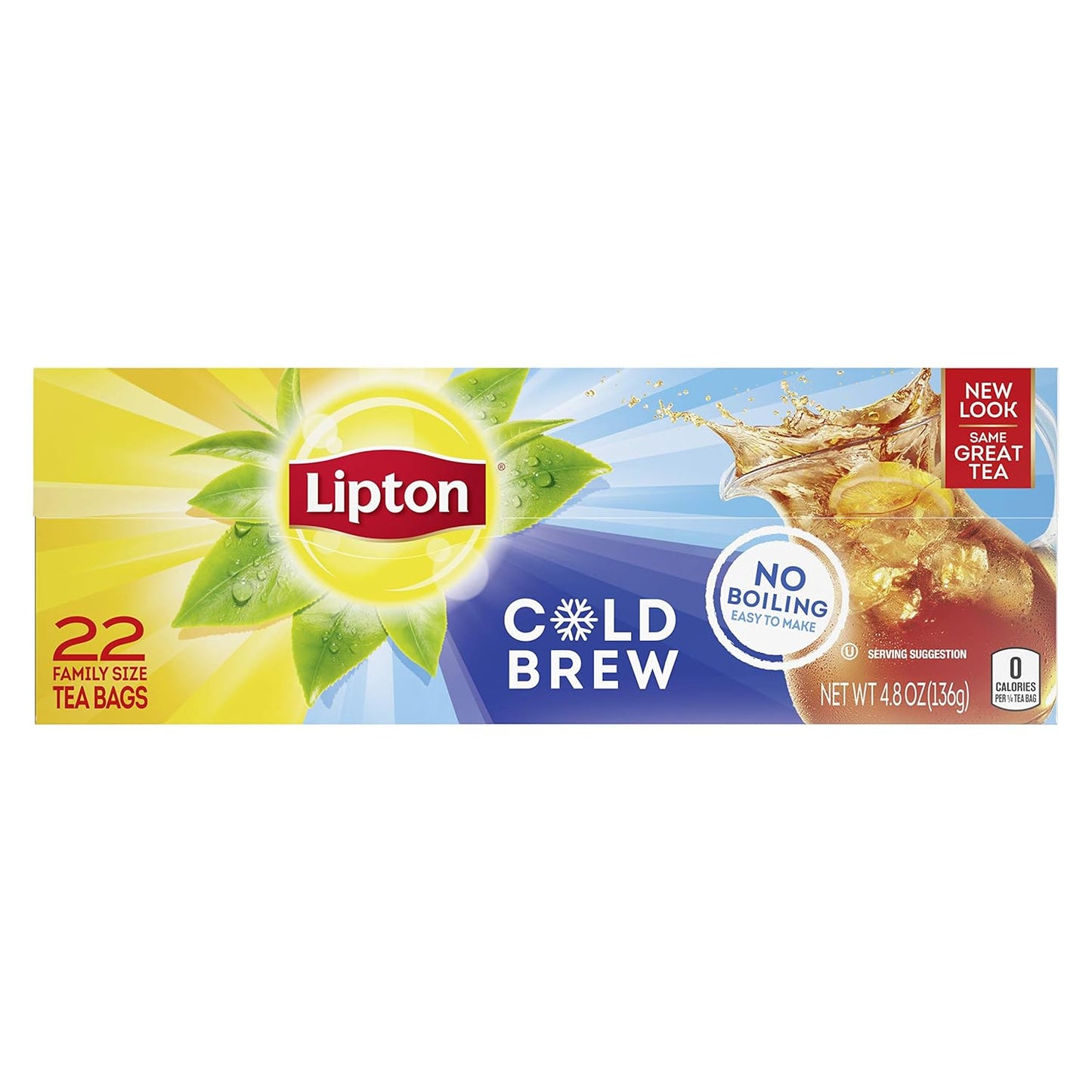 Lipton Southern Sweet Tea Iced Tea Drink Mix 22 Family Size Tea Bags 90.7g Box