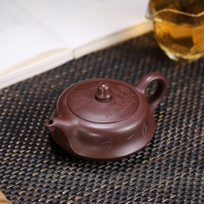 SILINE Zisha Teapot, Chinese Yixing Clay Handmade Teapot 6.4 Oz, Infuse Brew Kung Fu Loose Leaf Tea Maker -Quhu,Purple Clay