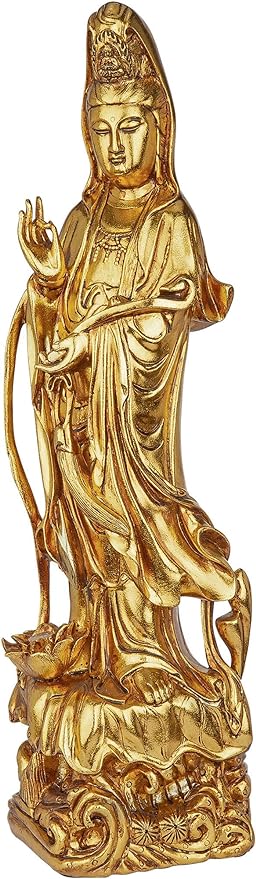 Design Toscano The Golden Guan-Yin Chinese Goddess of Mercy Statue, 23 Inches