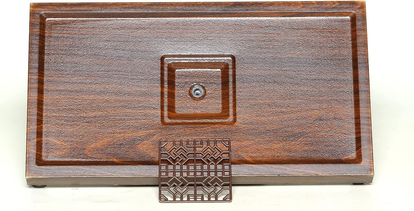SILINE Wooden Tea Serving Tray,Chinese Kung Fu Tea Tray with Drain Hole and Pipe