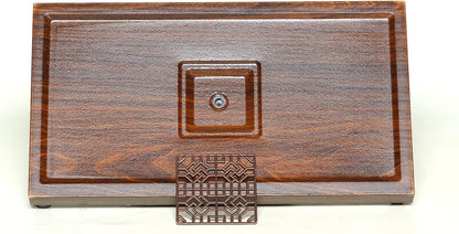 SILINE Wooden Tea Serving Tray,Chinese Kung Fu Tea Tray with Drain Hole and Pipe