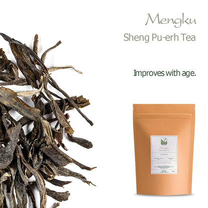 Sheng Pu er Tea Yunnan - Mengku Young Pu-erh Tea - Raw Pu erh Tea Yunnan China - Chinese Pu Er Or Pu-erh Red Tea - Puh Er - Puer naked Tea - Pu-Erh Puerh Tea Organic Pureh Tea Pu'er Tea Puer