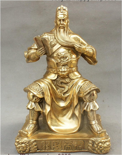 GaYouny Buddha Statue China Copper Brass History Dragon Robe Guan Gong Guan Yu Guan General God Statue