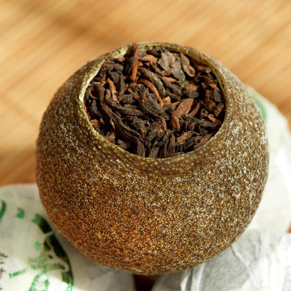 Cha Wu-[A] Mini-Citrus Ripe Pu erh Tea,4.5oz(130g),Fragrant Citrus Aroma with Puer Smooth,Origin of China