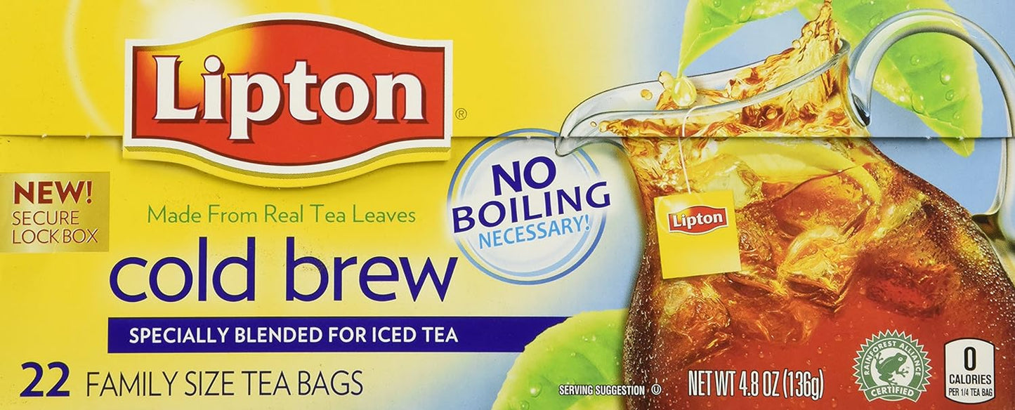 Lipton Southern Sweet Tea Iced Tea Drink Mix 22 Family Size Tea Bags 90.7g Box
