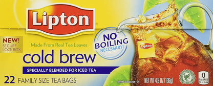 Lipton Southern Sweet Tea Iced Tea Drink Mix 22 Family Size Tea Bags 90.7g Box