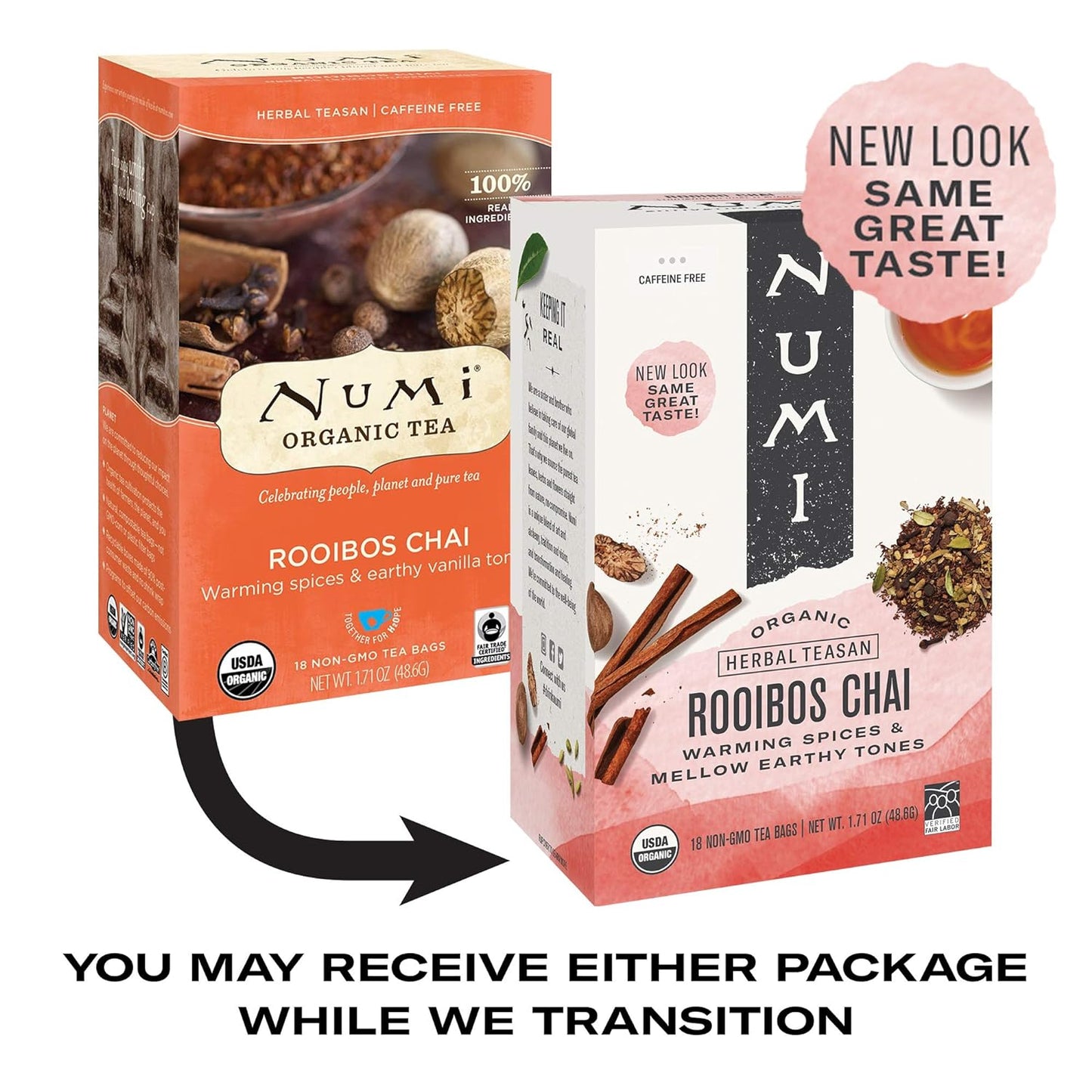 Numi Organic Tea Honeybush, 18 Count Box of Tea Bags (Pack of 3) Herbal Teasan