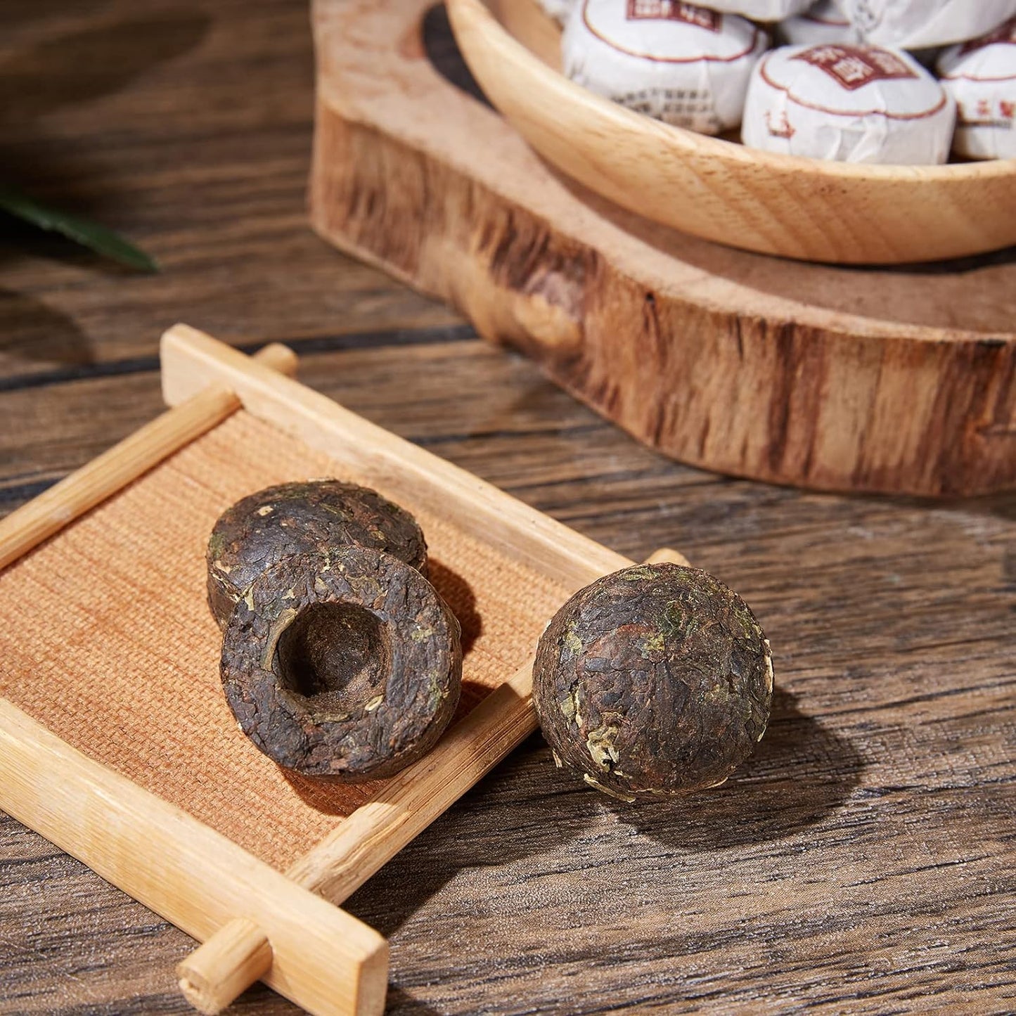 HUAYING Pu-erh Tea, Ripe Puerh Tea Mini Tea Cake with Glutinous Rice Fragrant, Loose Leaf Tea (8.47 Ounce/240g)