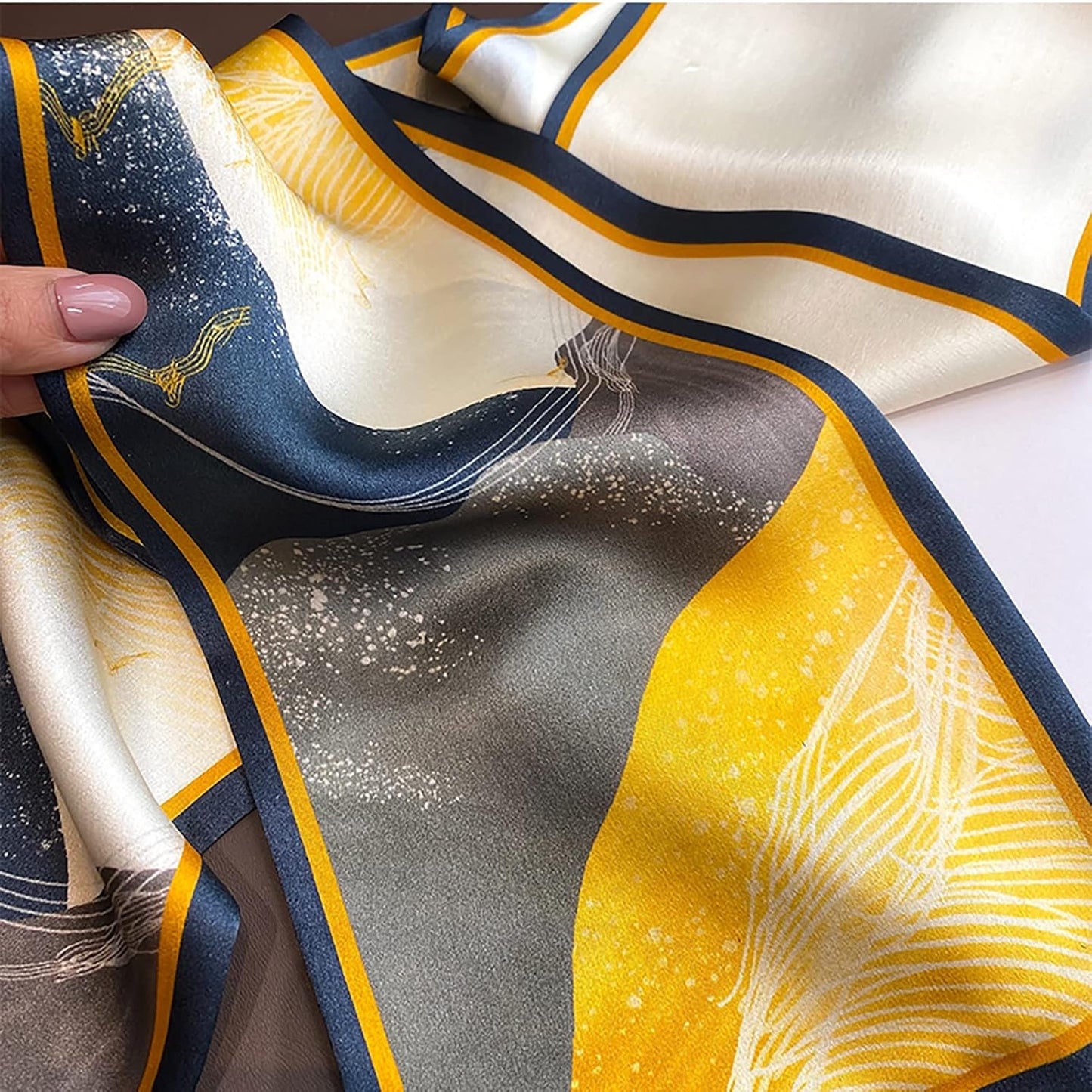 RAN Winter Warm Scarfs Vintage Pattern Silk Scarf, Lightweight Long Neck Scarf, Spring and Autumn Scarf for Women and Girls