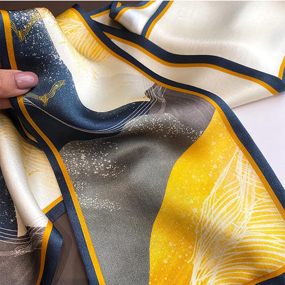RAN Winter Warm Scarfs Vintage Pattern Silk Scarf, Lightweight Long Neck Scarf, Spring and Autumn Scarf for Women and Girls
