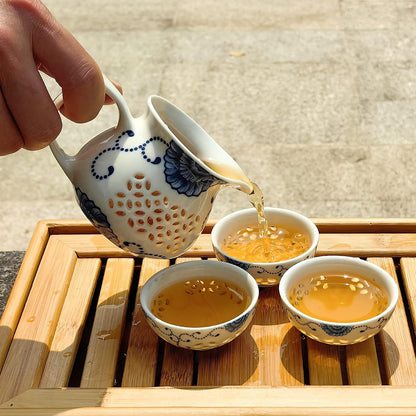 Chinese Yixing Zisha Kungfu Gaiwan Tea Set (Comprised of 3-piece Gaiwan, Tea Tray and 4 Tea Cups)