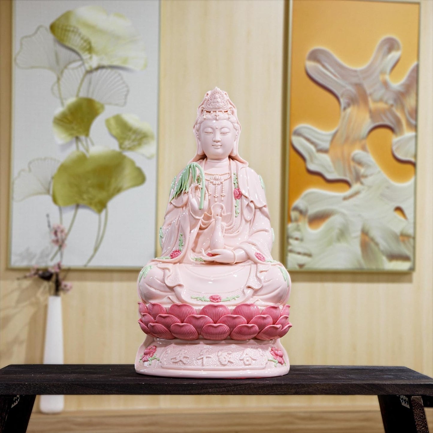 ZenBless 14" Guan Yin Statue, Kuan Yin Statue Small, Quan Yin Statue, Feng Shui Meditation Altar Table Figurines, Porcelain 观音 観音 觀音 for Living Room Handmade Ceramic Sculptures Home Decor