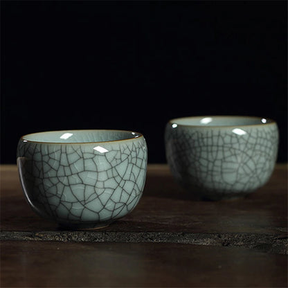 85ml one tea cup longquan celadon marked cup of tea Chinese porcelain crackle glaze brother kiln geyao diyao tea cups on sales