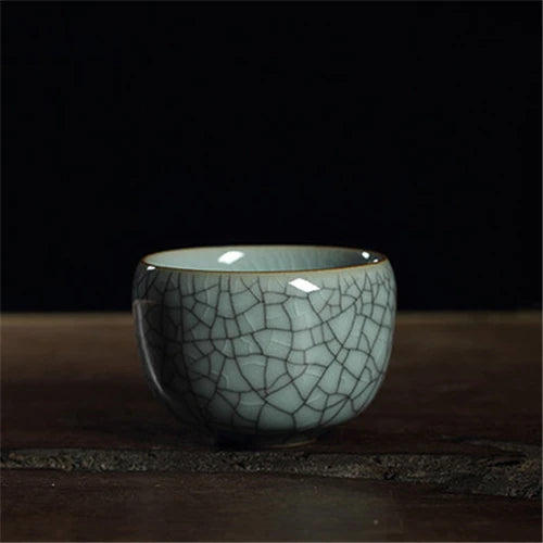 85ml one tea cup longquan celadon marked cup of tea Chinese porcelain crackle glaze brother kiln geyao diyao tea cups on sales