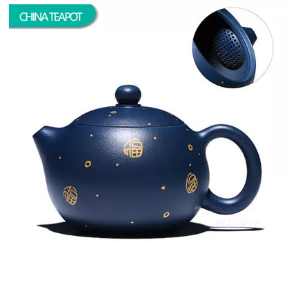 170ml Chinese Yixing Purple Clay Teapots Ball Shaped Infuser Xishi Tea Pot Raw Ore Dark Green Mud Kettle Handmade Zisha Tea Set